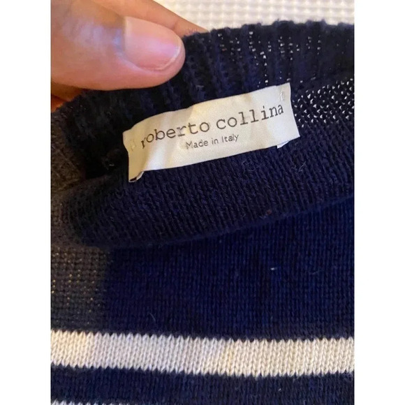 Navy and White Sweaters Roberto Collina Sweaters SIZE S - Picture 5 of 7